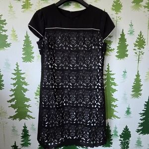 Patrizia Pepe Black Laser‐Cut Lace Dress